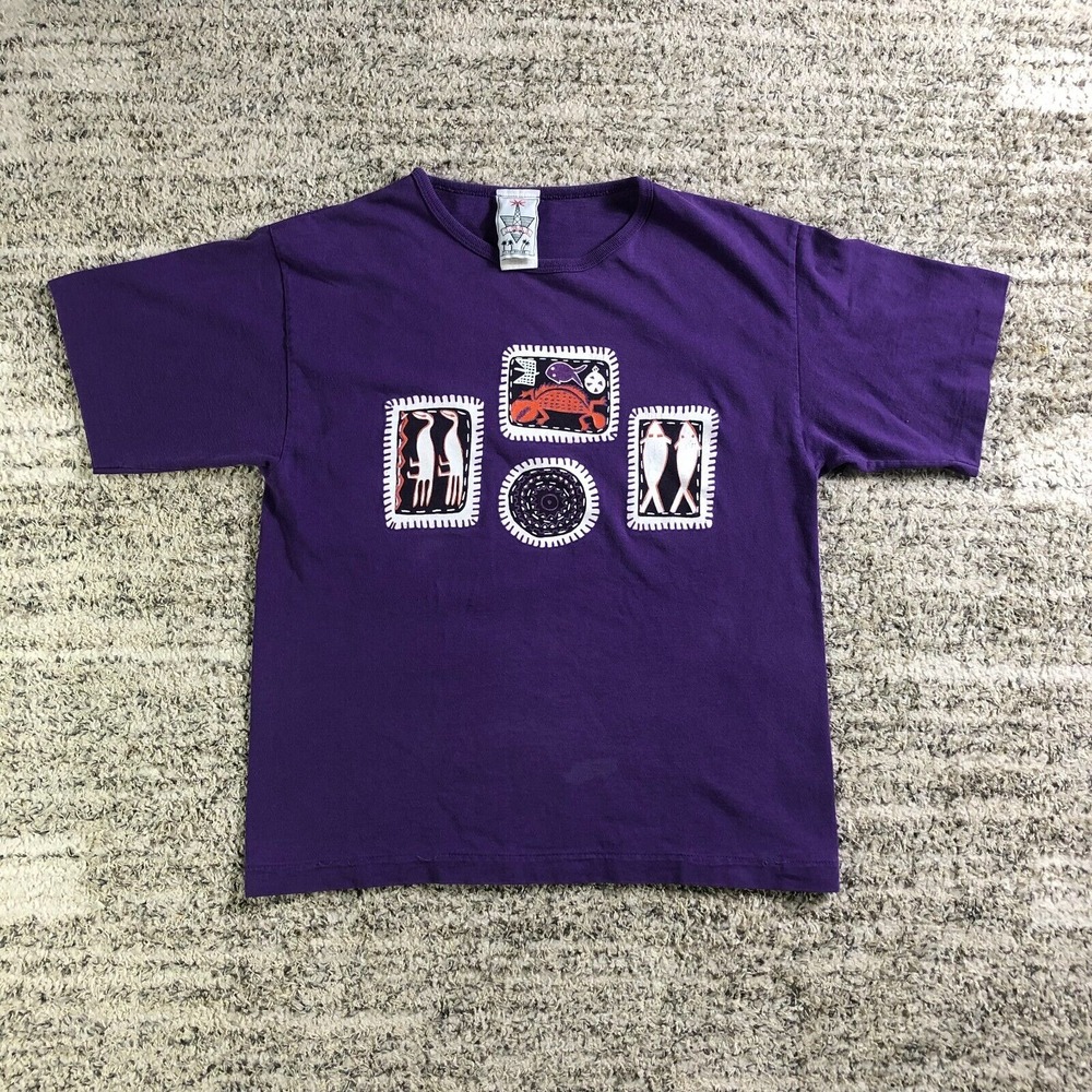 Vtg K.W.B.L. Los Angeles T Shirt Top Women Small Purple Painted Graphic Pullover